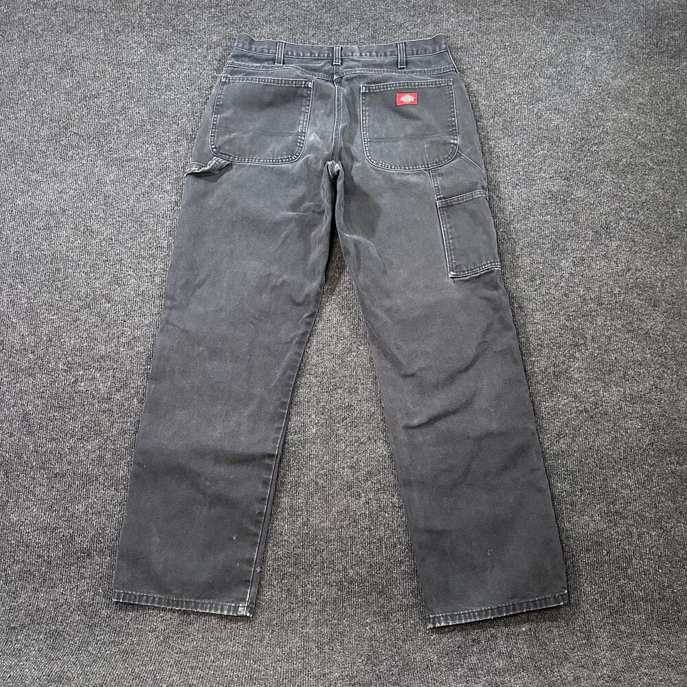 Vintage Dickies Black Mens 34x32 Faded Black Distressed Carpenter Canvas Pants